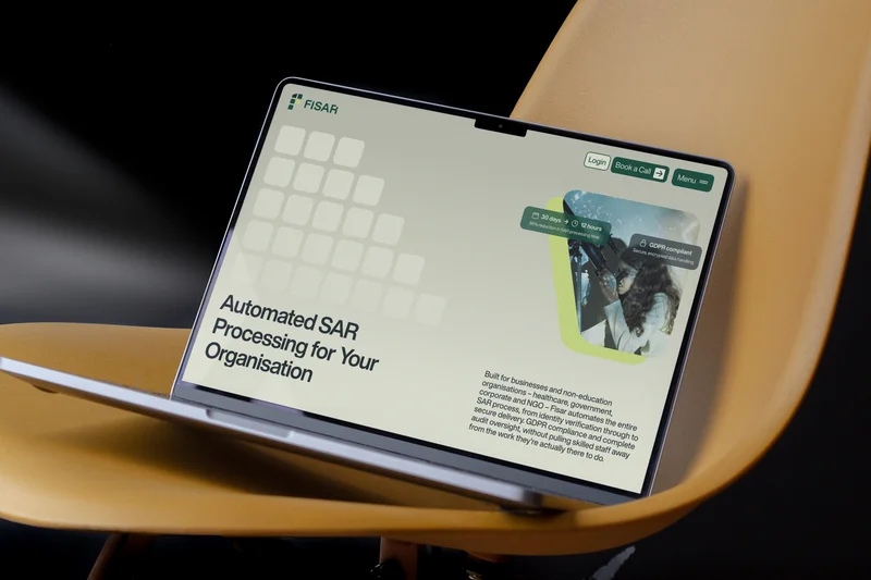 The Fisar commercial page on a laptop
