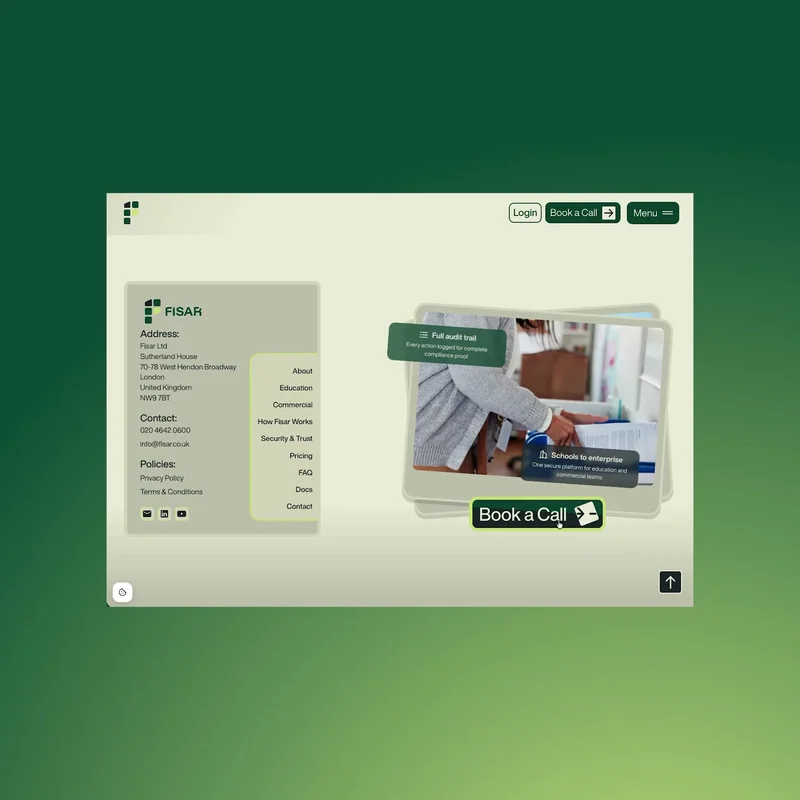 Fisar - Footer cta — website interaction preview