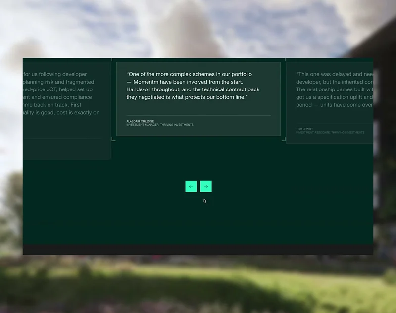 Momentm - footer — website interaction preview