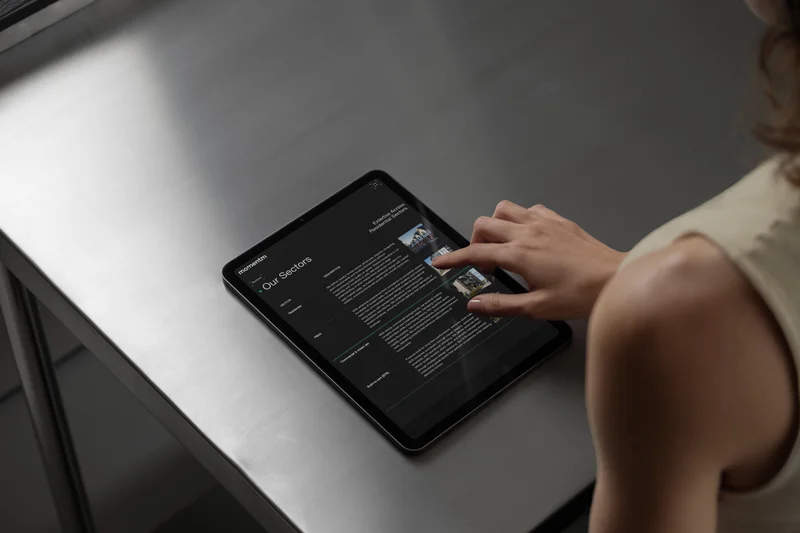 The Momentm sectors page on a tablet