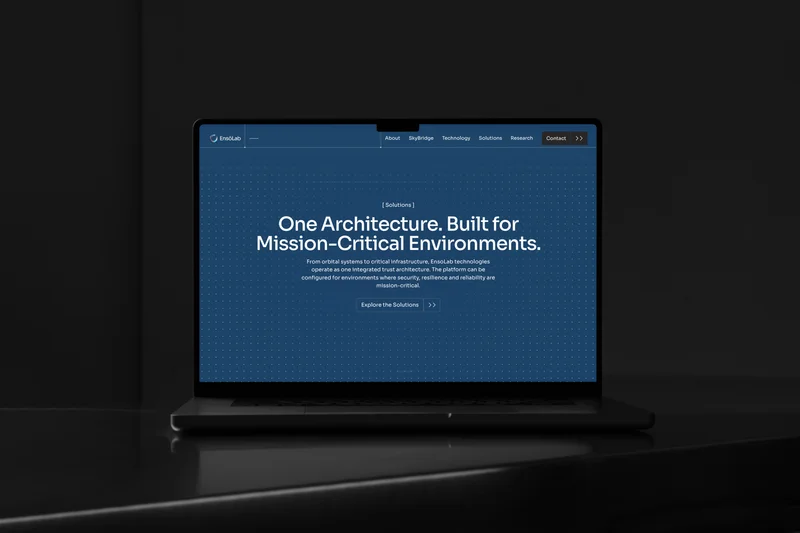 The EnsoLab solutions page on a laptop